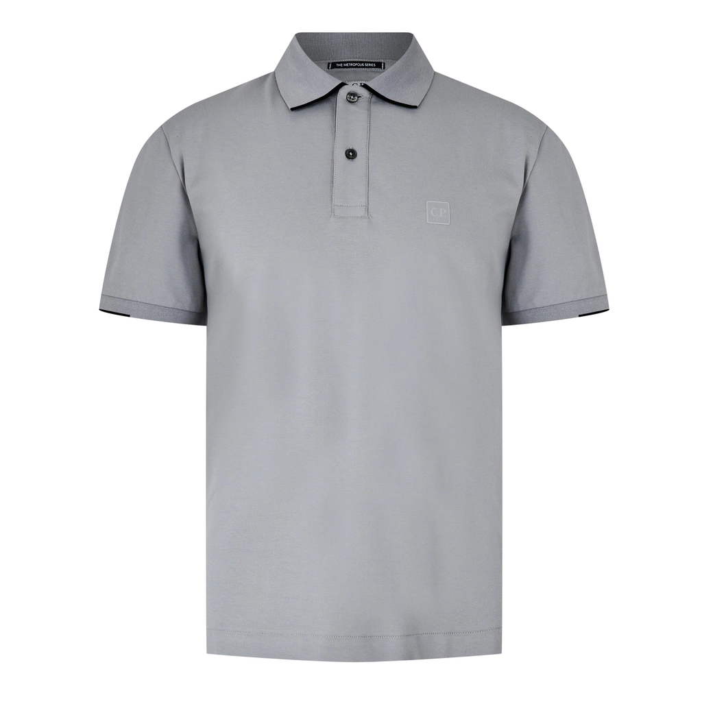 CP Company Rib Stretch Tipped Polo Shirt - Drizzle 913